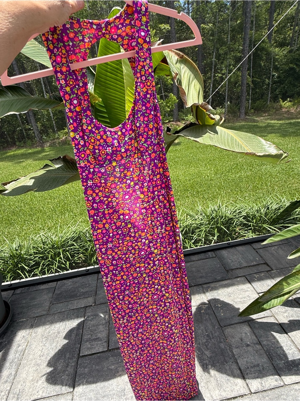 High Tide of California 1970s Dayglow Floral  maxi - Pink Multi